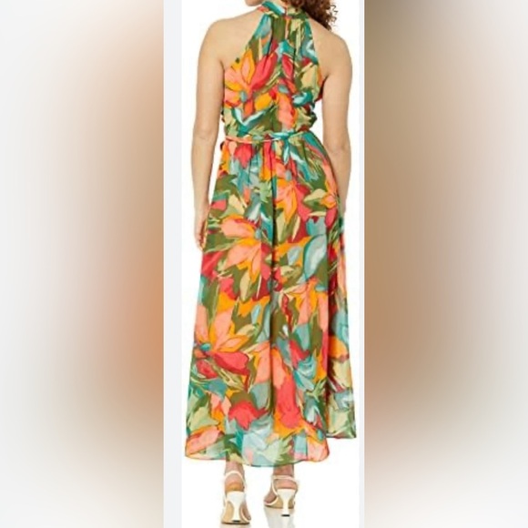 London Times Women's Twist Neck Halter Maxi Dress Sz 12 - Picture 2 of 14